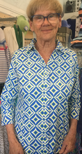 Load image into Gallery viewer, LuluB Button Front Blouse with UPF 50+ and a Coolant in the Fabric