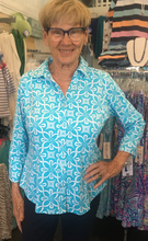 Load image into Gallery viewer, LuluB Button Front Blouse with UPF 50+ and a Coolant in the Fabric