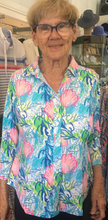 Load image into Gallery viewer, LuluB Button Front Blouse with UPF 50+ and a Coolant in the Fabric