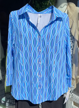 Load image into Gallery viewer, LuluB Button Front Blouse with UPF 50+ and a Coolant in the Fabric