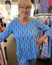 Load image into Gallery viewer, LuLu B Asymmetrical 3/4 Sleeve Shirt with UPF 50+ and Coolant in the Fabric