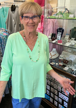 Load image into Gallery viewer, LuluB 3/4 Sleeve V-Neck Swing Top with UPF 50+ and Coolant in Fabric