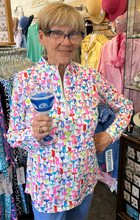 Load image into Gallery viewer, LuluB Quarter Zip Front Pull Over Top with Long Sleeves, UPF 50+ and Coolant in Fabric