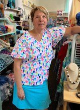 Load image into Gallery viewer, LuluB Women’s V-Neck Shirt with Short Bell Sleeves – UPF50+ Cooling Sun Protective Fabric