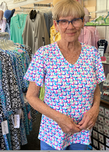 Load image into Gallery viewer, LuluB Women’s V-Neck Shirt with Short Bell Sleeves – UPF50+ Cooling Sun Protective Fabric