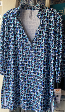 Load image into Gallery viewer, LuluB Key Hole Tunic with a Demi Stand Up Collar, and 3/4 Sleeve Tunic with SPF50+ Sun Protection