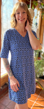 Load image into Gallery viewer, LuluB Elbow Sleeve V-Neck Travel Dress with UPF 50+ and Coolant in Fabric