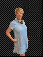 Load image into Gallery viewer, LuluB Tencel Short Sleeved Dress with Zip Front and Flounce Bottom