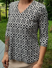 Load image into Gallery viewer, LuLu B 3/4 Sleeve V-Neck Shirt with SPF50 Sun protection and Coolant in Fabric