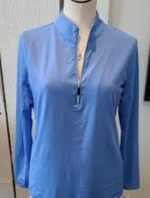 Load image into Gallery viewer, LuluB Quarter Zip Front Pull Over Top with Long Sleeves, UPF 50+ and Coolant in Fabric