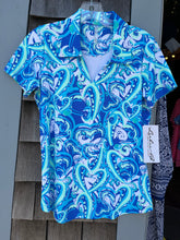 Load image into Gallery viewer, LuluB Short Sleeeved, Collared, V-neck Top with UPF 50 and a Cooling Effect
