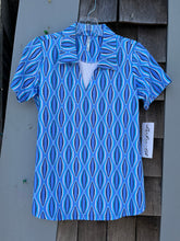 Load image into Gallery viewer, LuluB Short Sleeeved, Collared, V-neck Top with UPF 50 and a Cooling Effect
