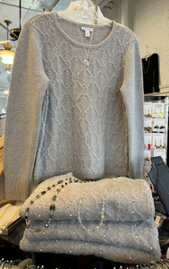 Tribal Fashions Sweater with Knit Detail Adorned with Pearls