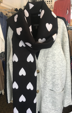 Load image into Gallery viewer, Reversible Heart Scarf in Black or White
