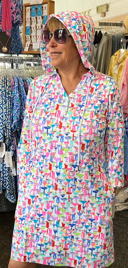 Beachtime Cocktail Themed Hooded Beach Cover/Dress