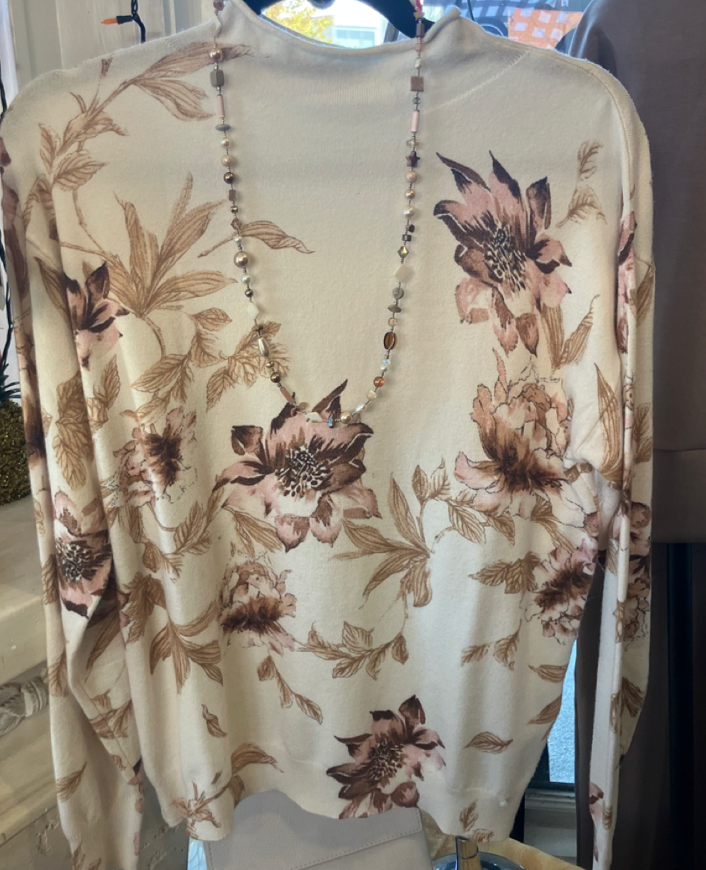 Tribal Lightweight Printed Long-Sleeve Funnel Neck Sweater