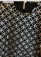 Load image into Gallery viewer, LuluB Lame Dress with Gold or Silver  Interlocking Circles
