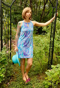 LuLu B Keyhole Dress With Thin Straps and SPF 50 Protection and Coolant in Fabric