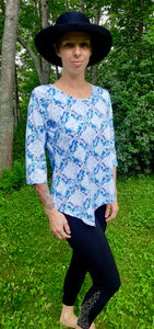 LuLu B Asymmetrical 3/4 Sleeve Shirt with UPF 50+ and Coolant in the Fabric