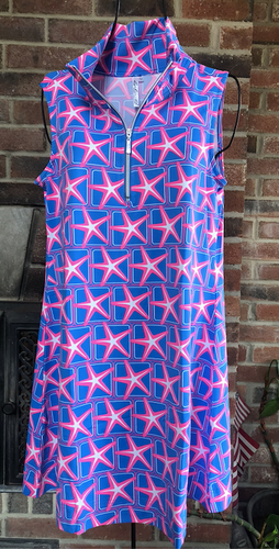 NEW Lulu-B Short Sleeve Pineapples Sun Dress Size Small UPF50 stretch vneck
