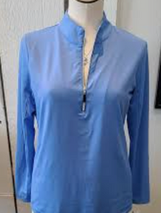 LuluB Full Sleeve 1/4 Zip Front Shirt With UPF 50+ and Coolant in Fabric