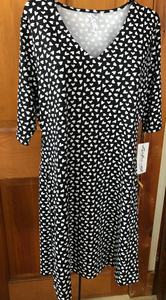 LuluB Elbow Sleeve V-Neck Travel Dress with UPF 50+ and Coolant in Fabric