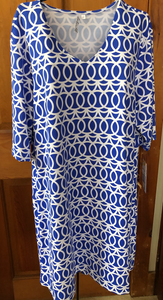 LuluB Elbow Sleeve V-Neck Travel Dress with UPF 50+ and Coolant in Fabric