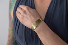 Load image into Gallery viewer, Amanda Moran Designs Handmade Tapered Hammered Brass Cuff Bracelet

