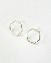 Load image into Gallery viewer, Amanda Moran Designs Handmade Sterling Silver Hexagon Stud Earrings
