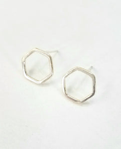 Amanda Moran Designs Handmade Sterling Silver Hexagon Stud Earrings