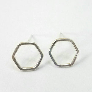 Amanda Moran Designs Handmade Sterling Silver Hexagon Stud Earrings